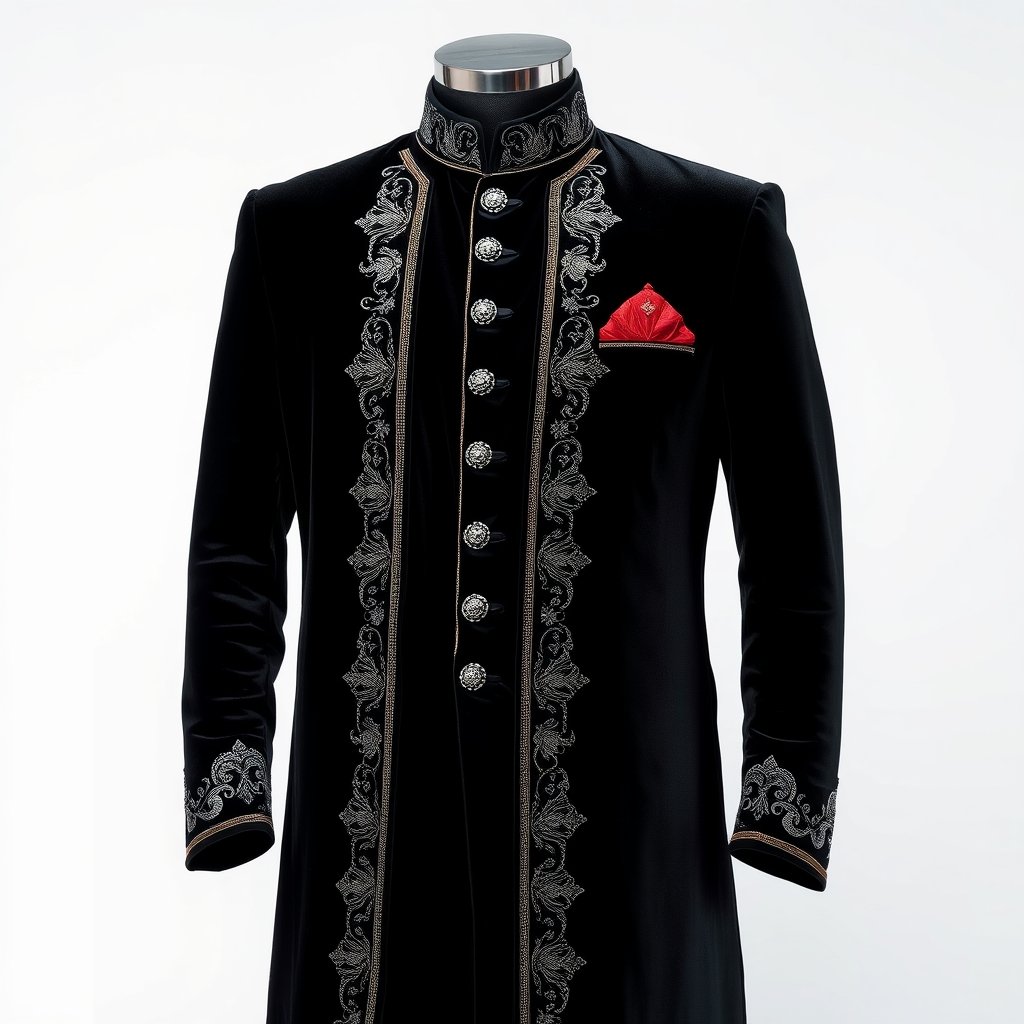 Black Velvet Sherwani
