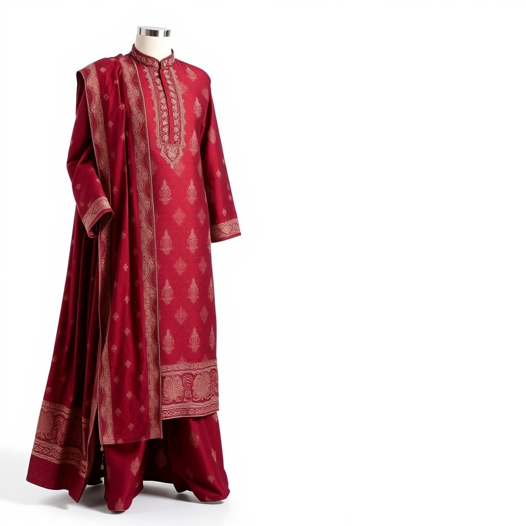 Jacquard Kurta with Shawl